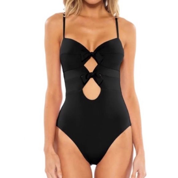 🆕BECCA Double Tie Front One Piece Swimsuit! NWT - Picture 3 of 8